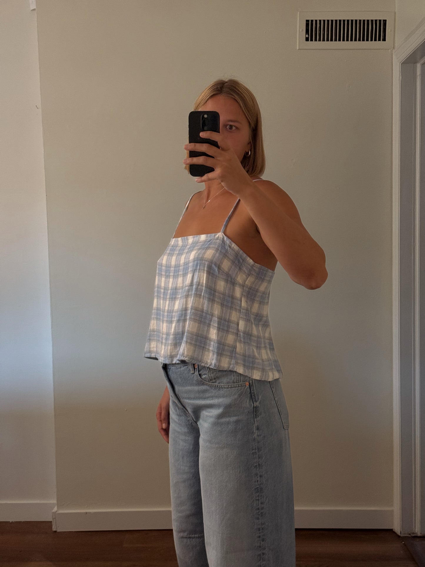 Slip Tank in Blue Plaid