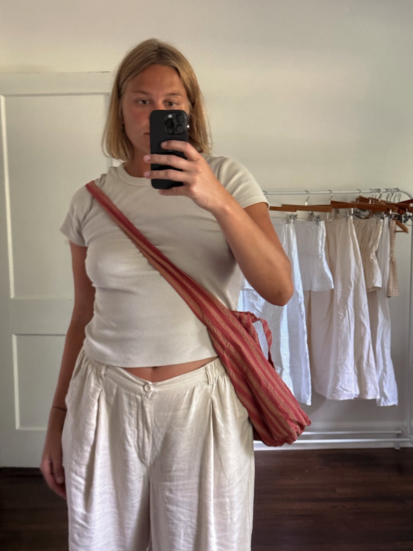 Striped Beach Tote in Red