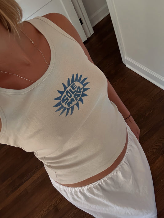 Size Large SOLEMAR Sun Stamped Tank in Cream