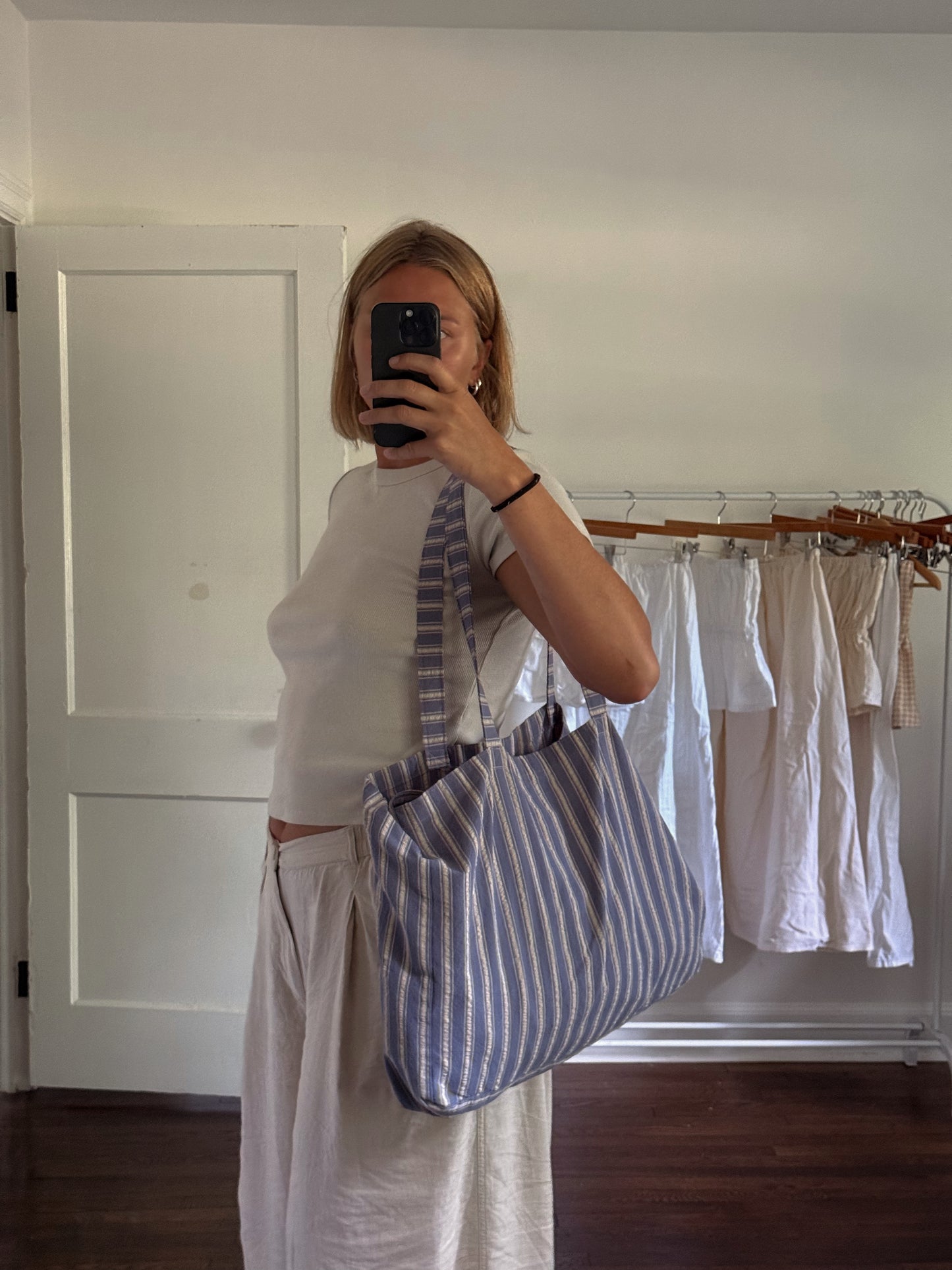 Striped Beach Tote in Blue