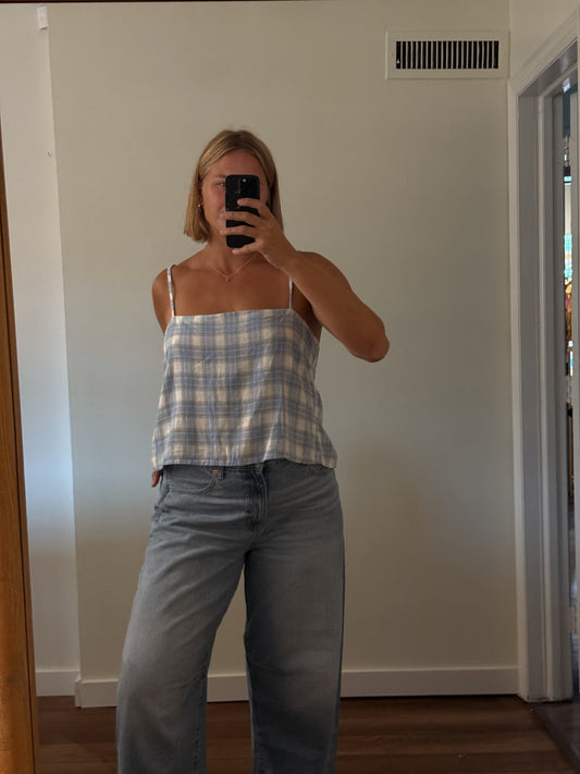 Slip Tank in Blue Plaid