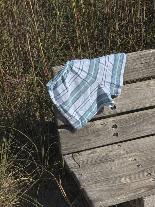 Chica Micro Shorties in Blue and White Stripes