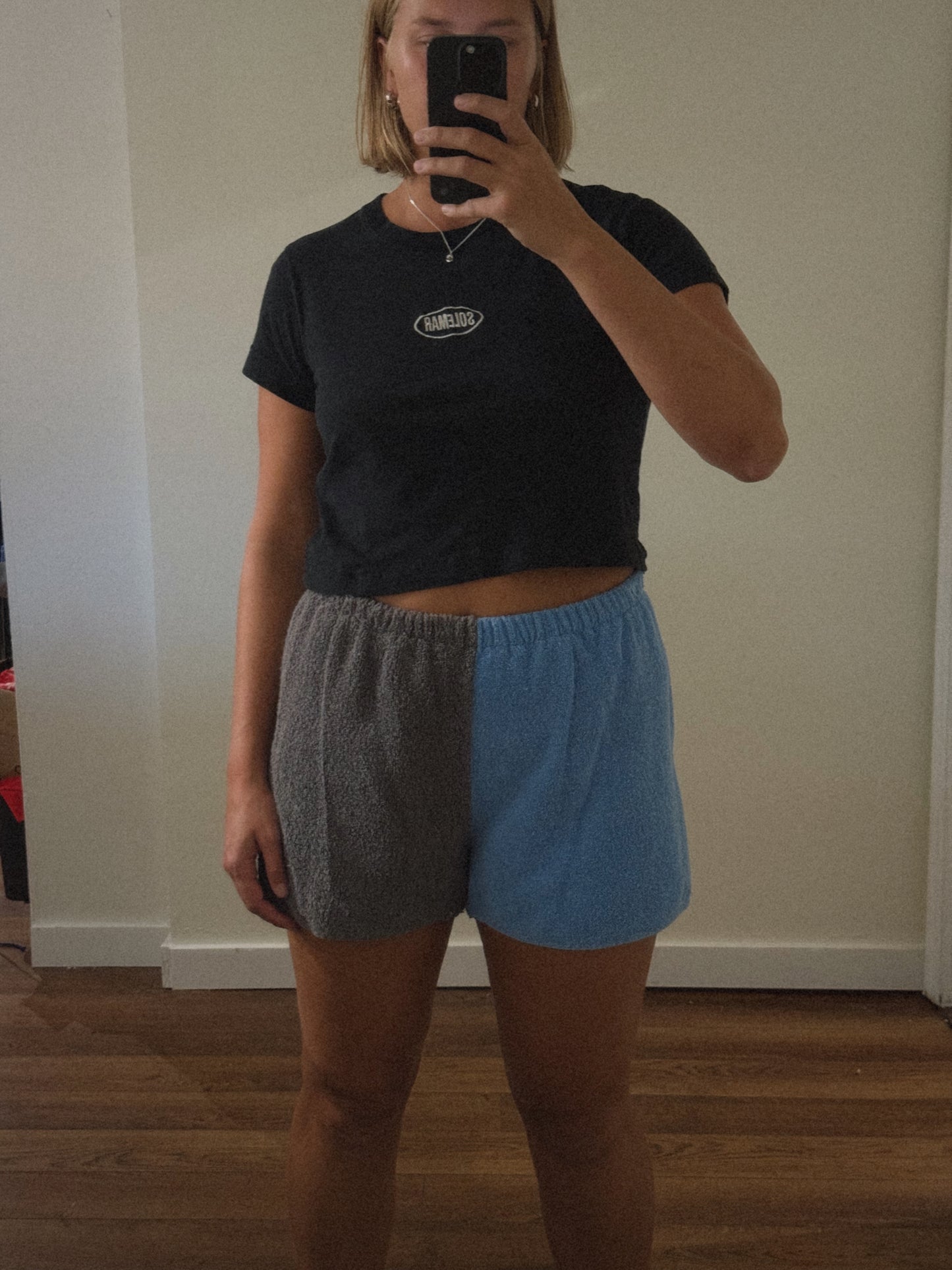 Towel Shorts in Blue and Grey