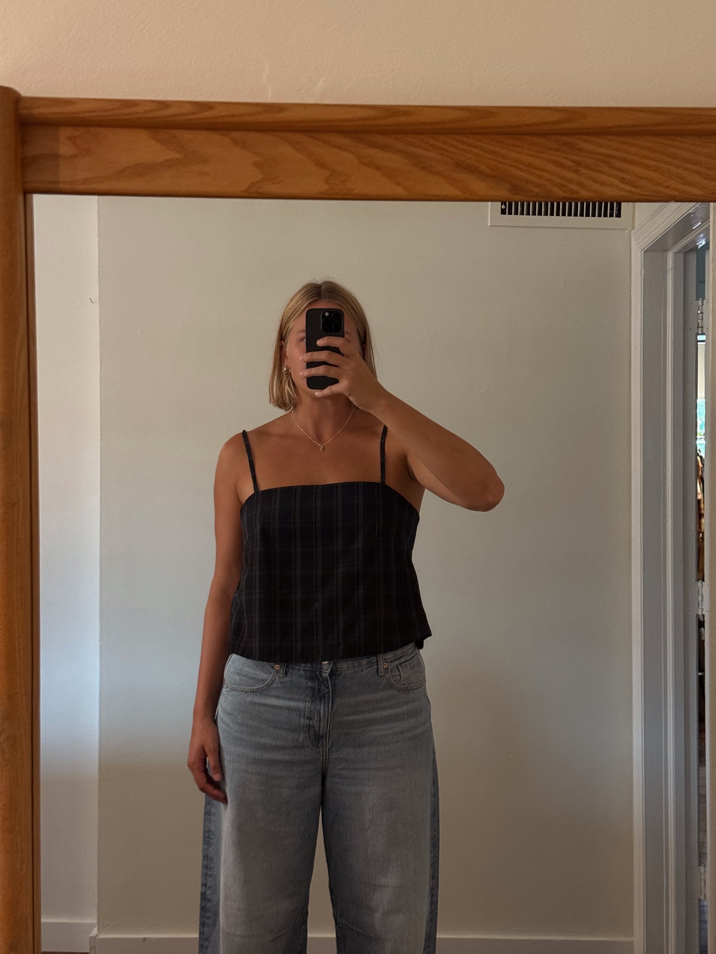 Slip Tank in Black Plaid