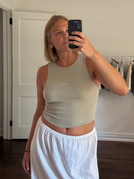 LARGE Embroidered SOLEMAR Tank in Green