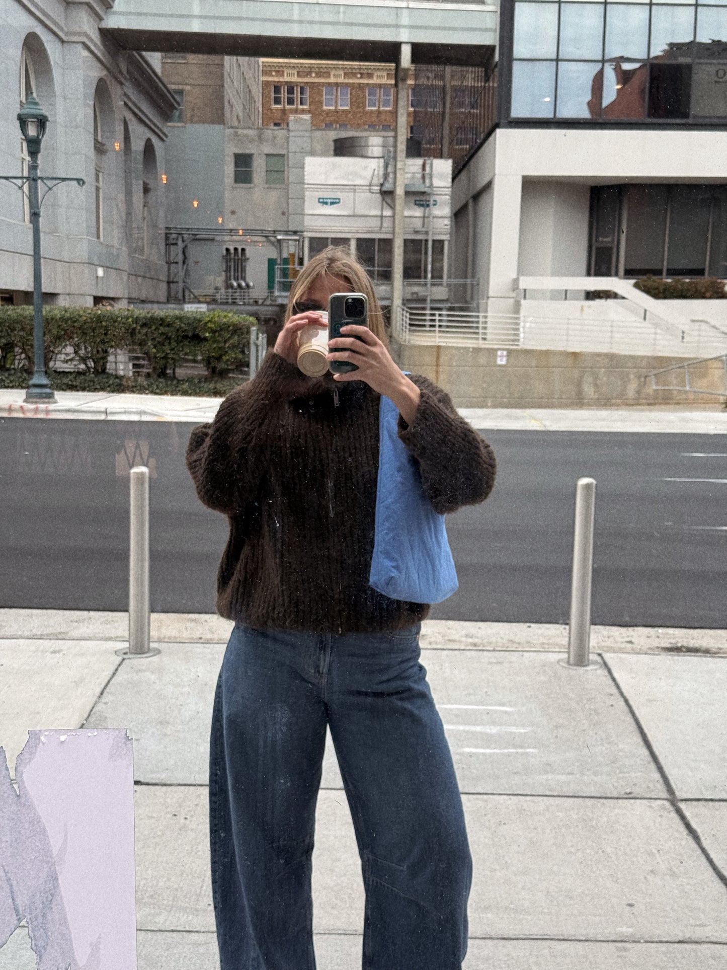 Blue Cotton Triangle Tote