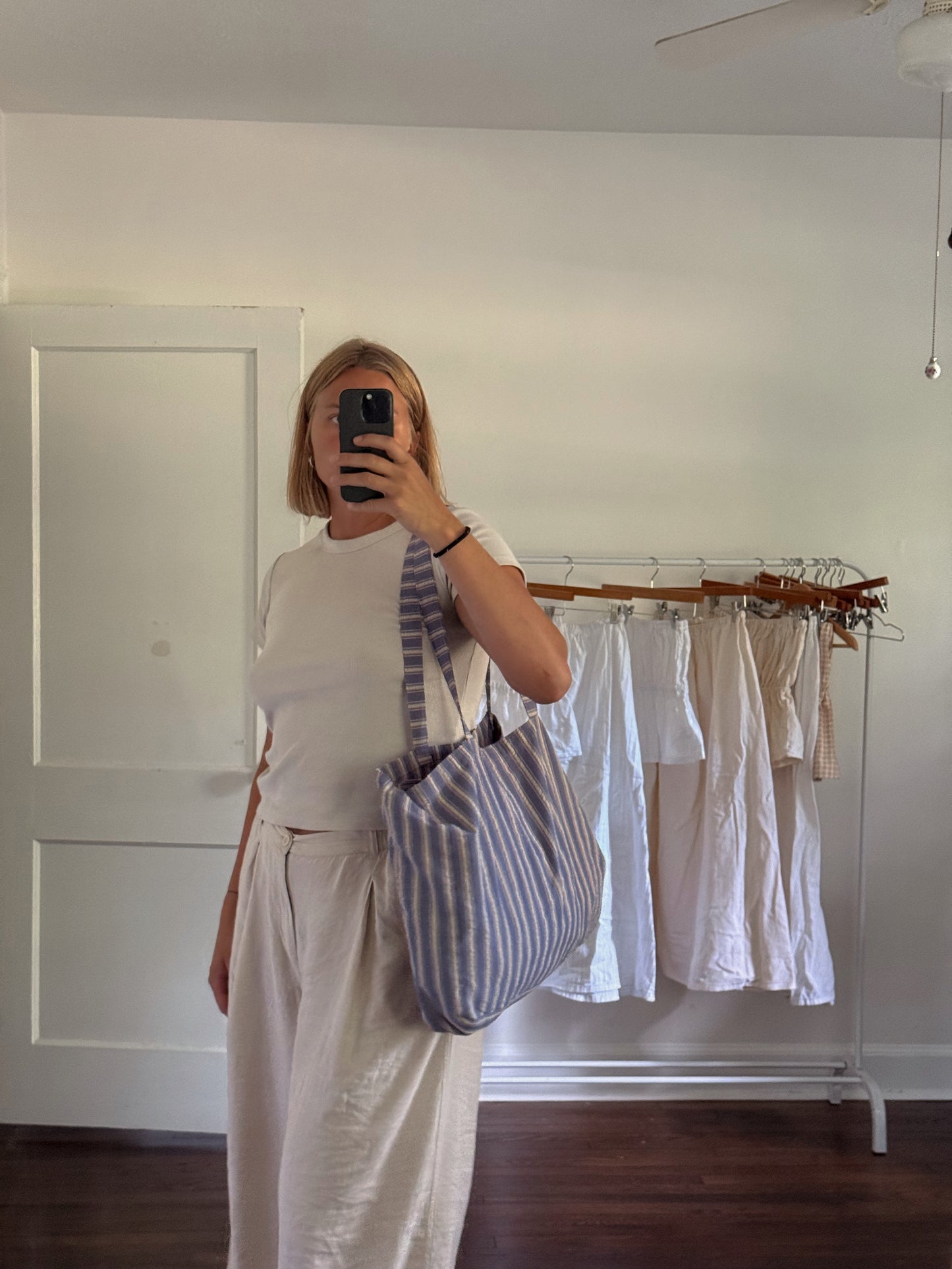 Striped Beach Tote in Blue