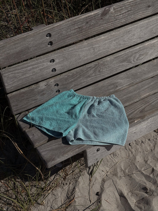 Towel Shorts in Aqua and Teal
