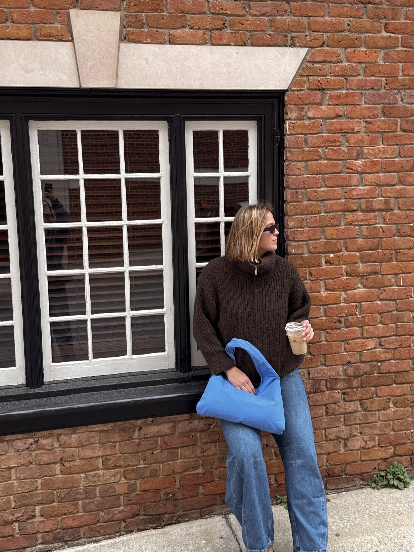 Blue Cotton Triangle Tote