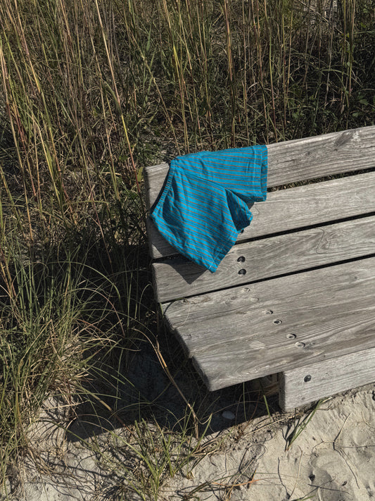 Chica Micro Shorties in Teal and Orange Stripes