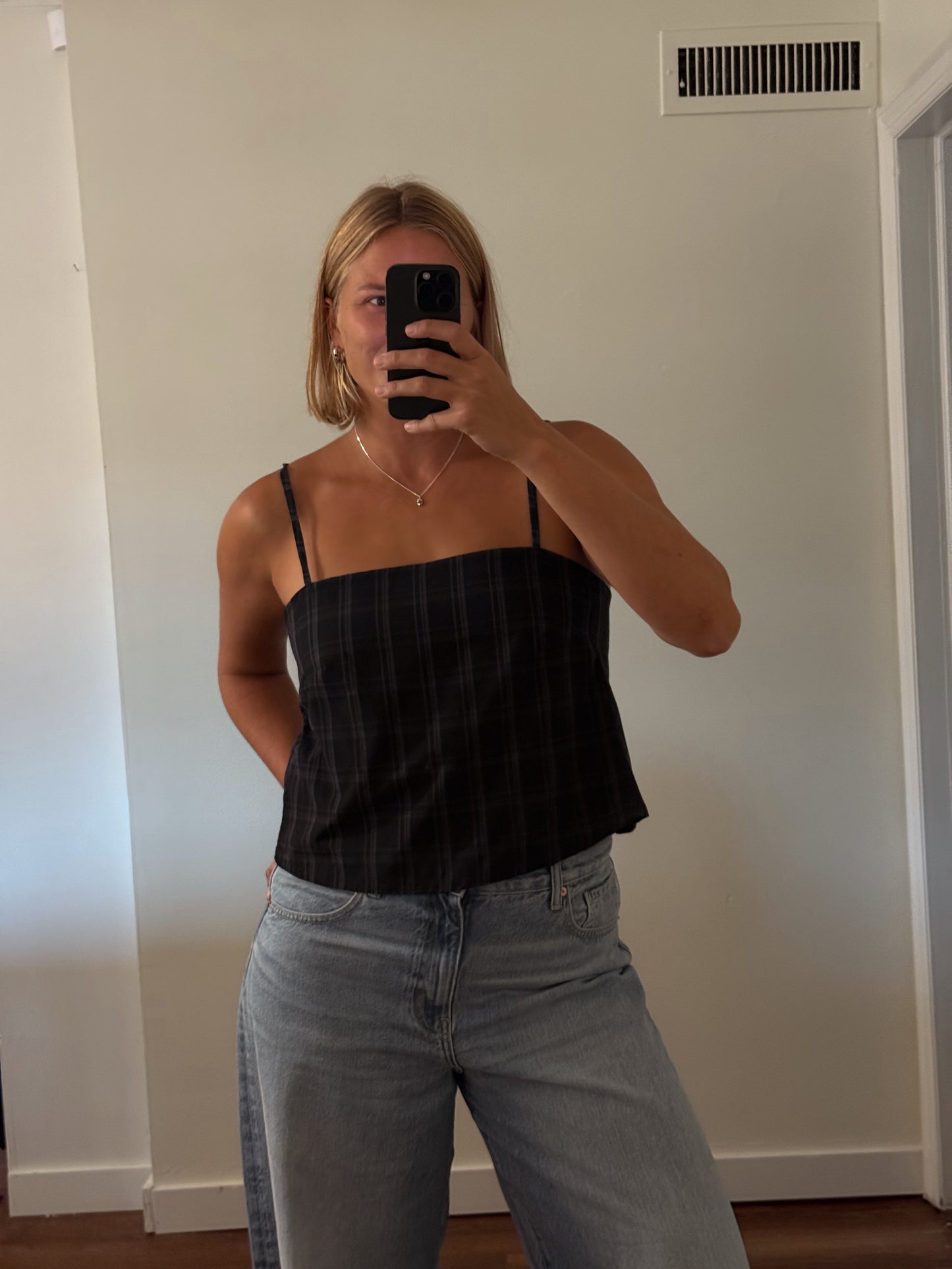Slip Tank in Black Plaid