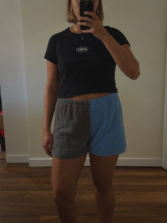 Towel Shorts in Blue and Grey