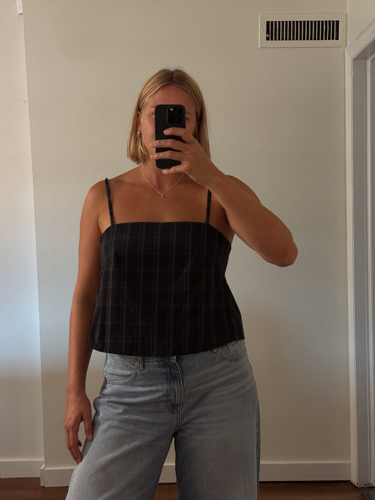 Slip Tank in Black Plaid