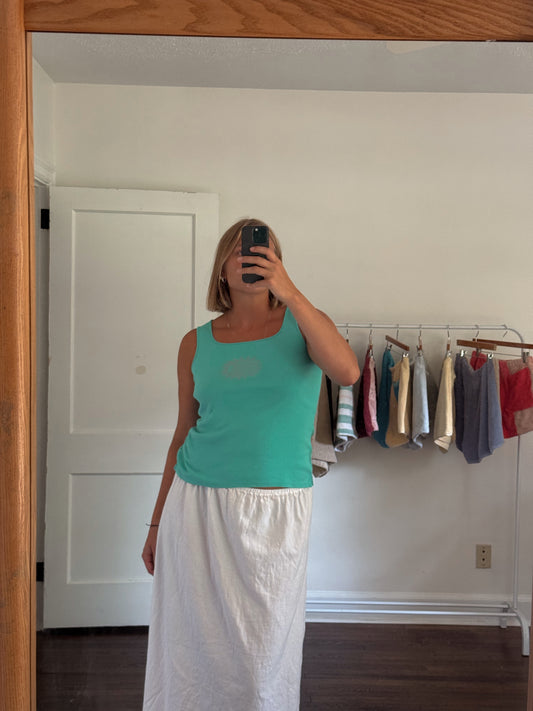 Size Large SOLEMAR Sun Stamped Tank in Aqua