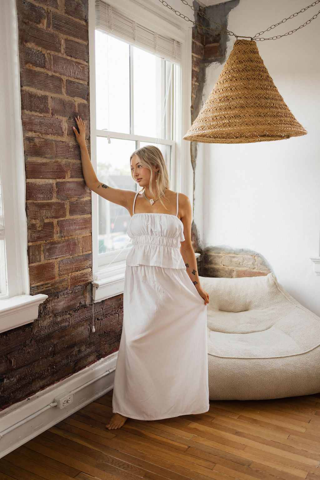 Billie Tank in White Cotton