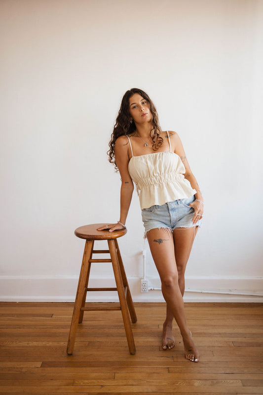 Billie Tank in Natural Linen
