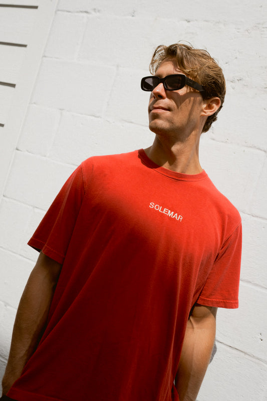 Size XL Embroidered SOLEMAR Tee in Red
