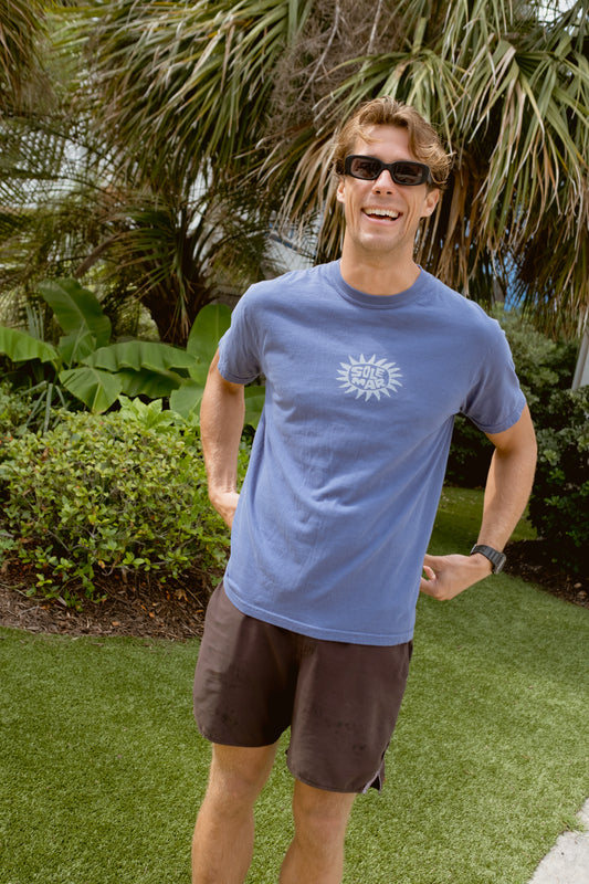 Size Large Stamped SOLEMAR Tee in NAVY